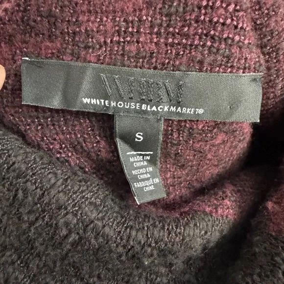 Floral Knit Turtleneck Sweater - Black and Burgundy - Picture 8 of 8